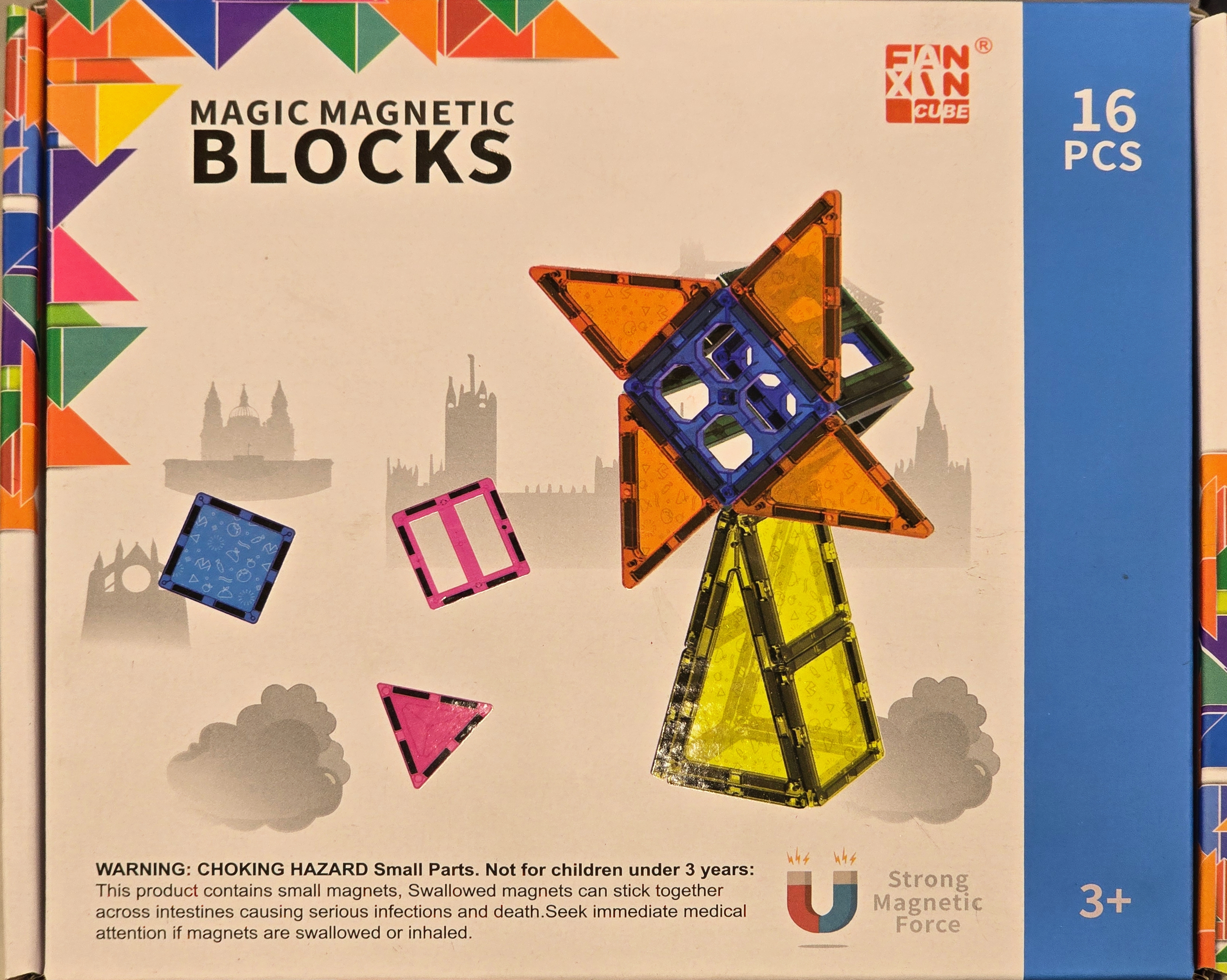 مكعبات البناء المغناطيسية الشفافة (Magic Magnetic Blocks) - 16 قطعة