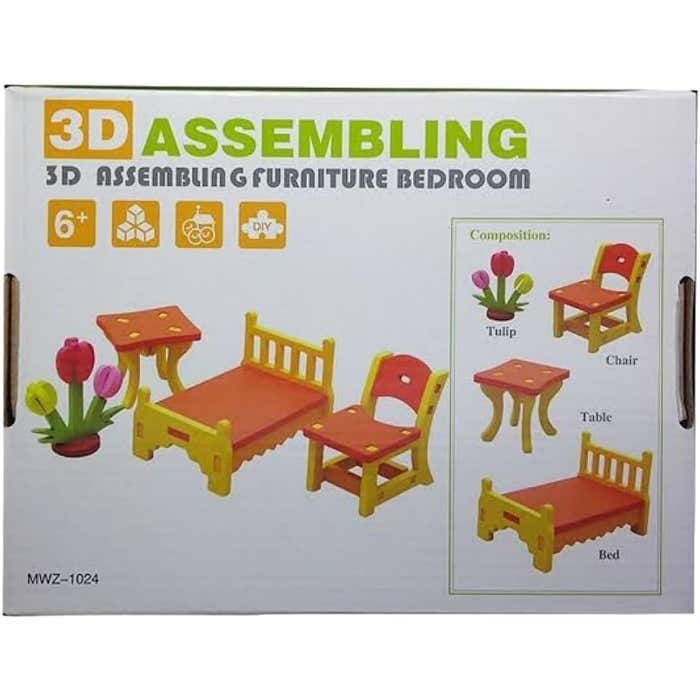 طقم غرفة النوم ثلاثي الأبعاد (3D Assembling Furniture) – ابنِ عالمك الصغير بيدك! 🏠✨