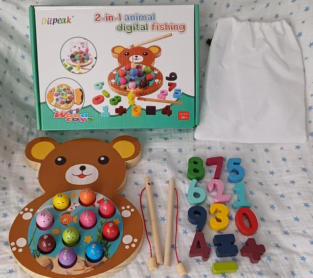 🧸 لعبة الصيد الرقمي الخشبية (2 في 1)