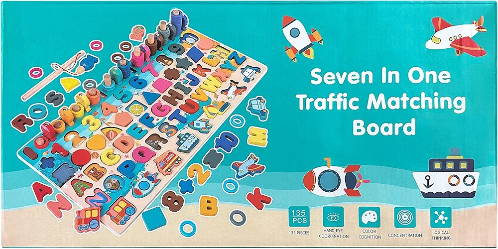 لوحة المواصلات التعليمية 7 في 1 (Seven In One Traffic Matching Board) 🚦🚢
